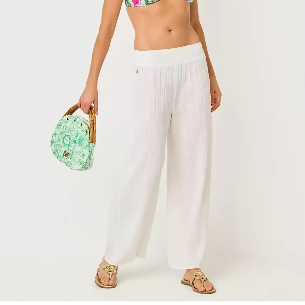 Lilly Pulitzer White Wide-Leg Gauze Pants